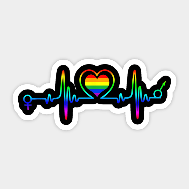 LGBT Heartbeat T-shirt Gay and Lesbian Pride Sticker by Wolfek246